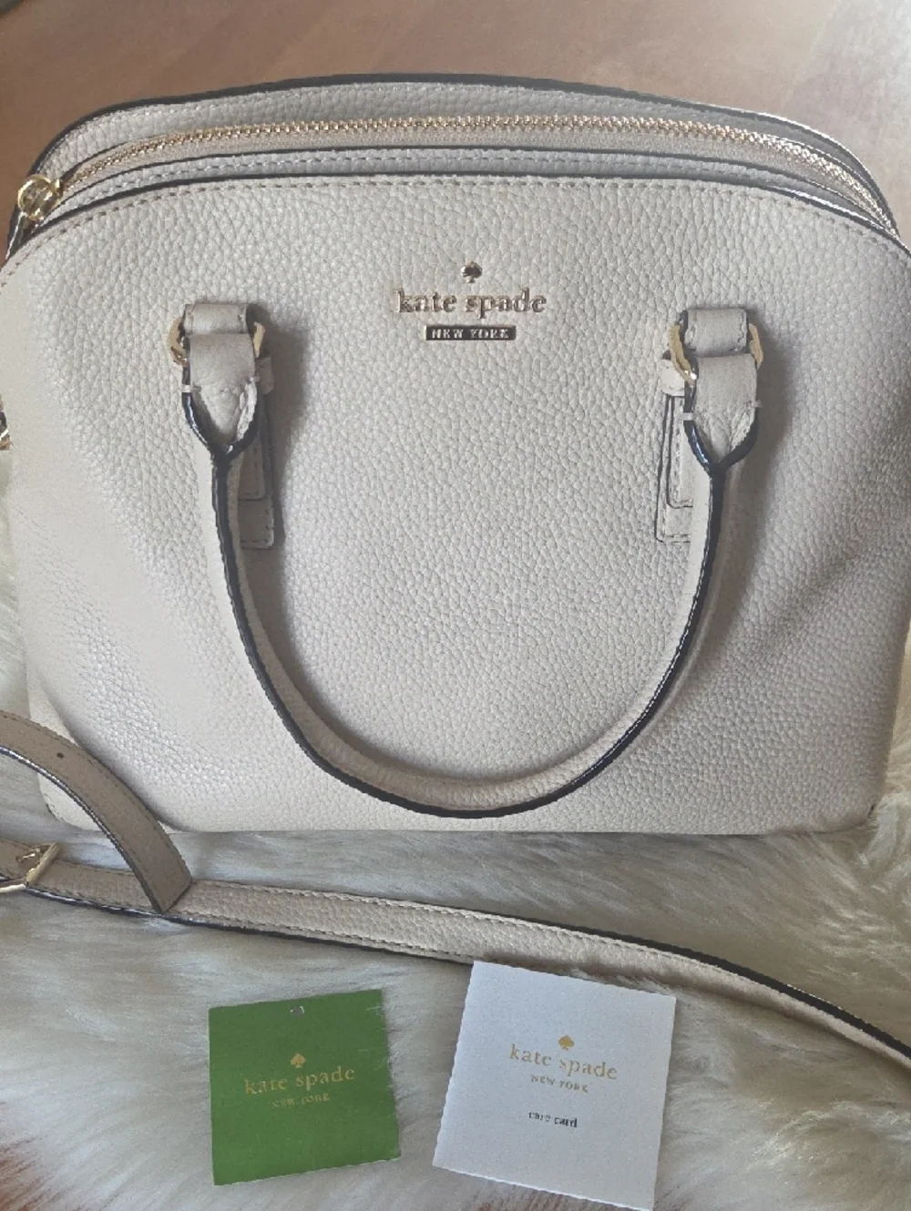 Kate Spade Pebbled Leather Jackson Street Satchel in Porcelain Medium